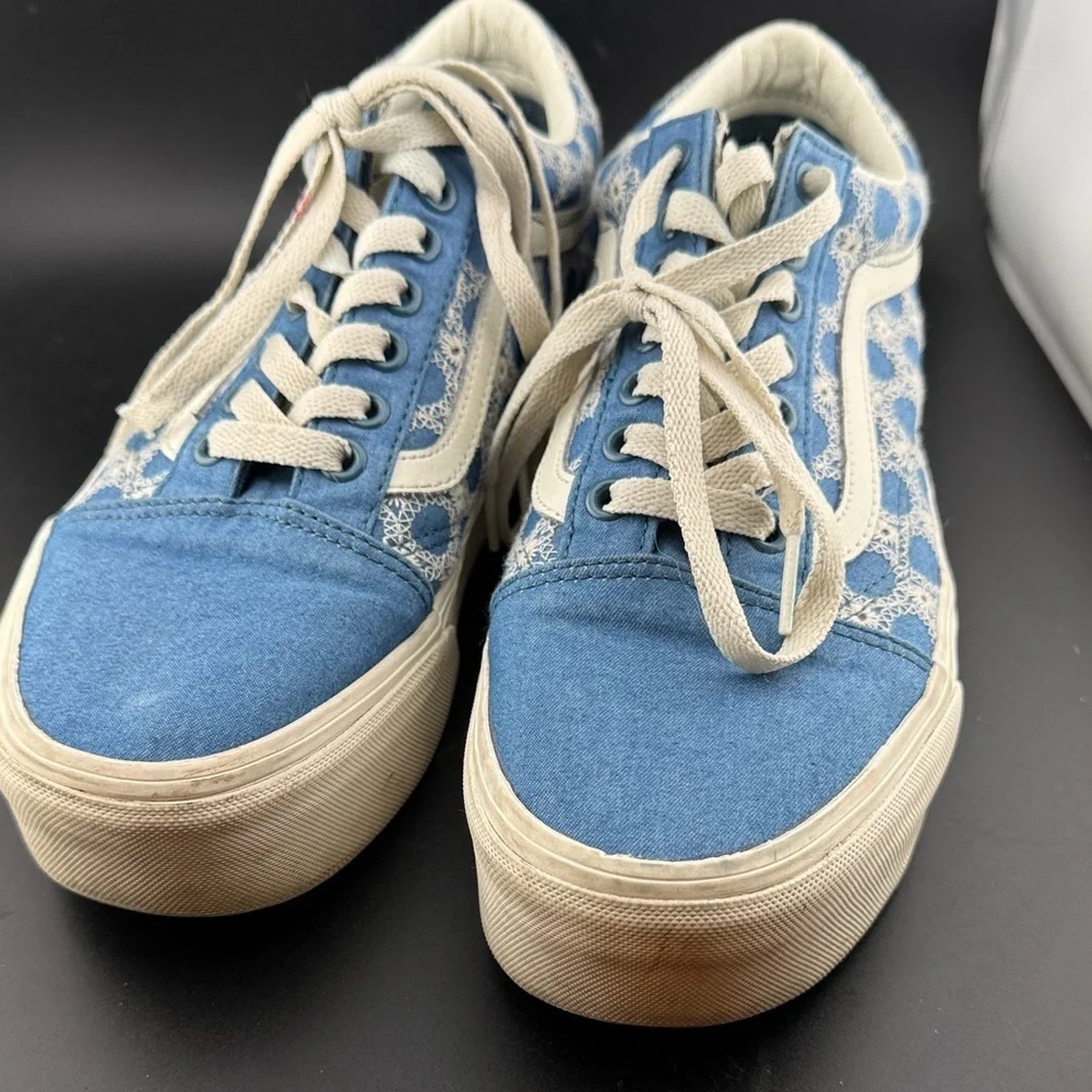 Vans Old Skool Stackform Denim Mix Floral Print Blue White Women Shoes Size 9